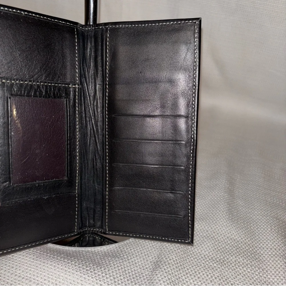 Cowhide Black and White Leather Wallet Rancher, Western, Rustic